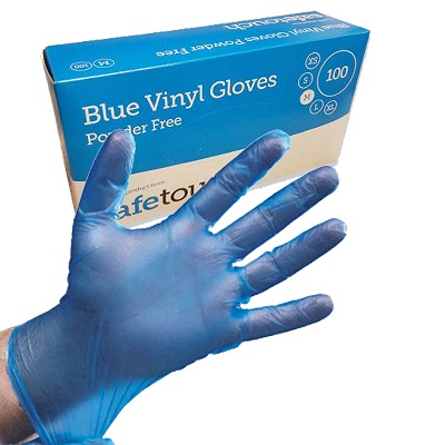Blue Vinyl Powder Free Gloves - Medium